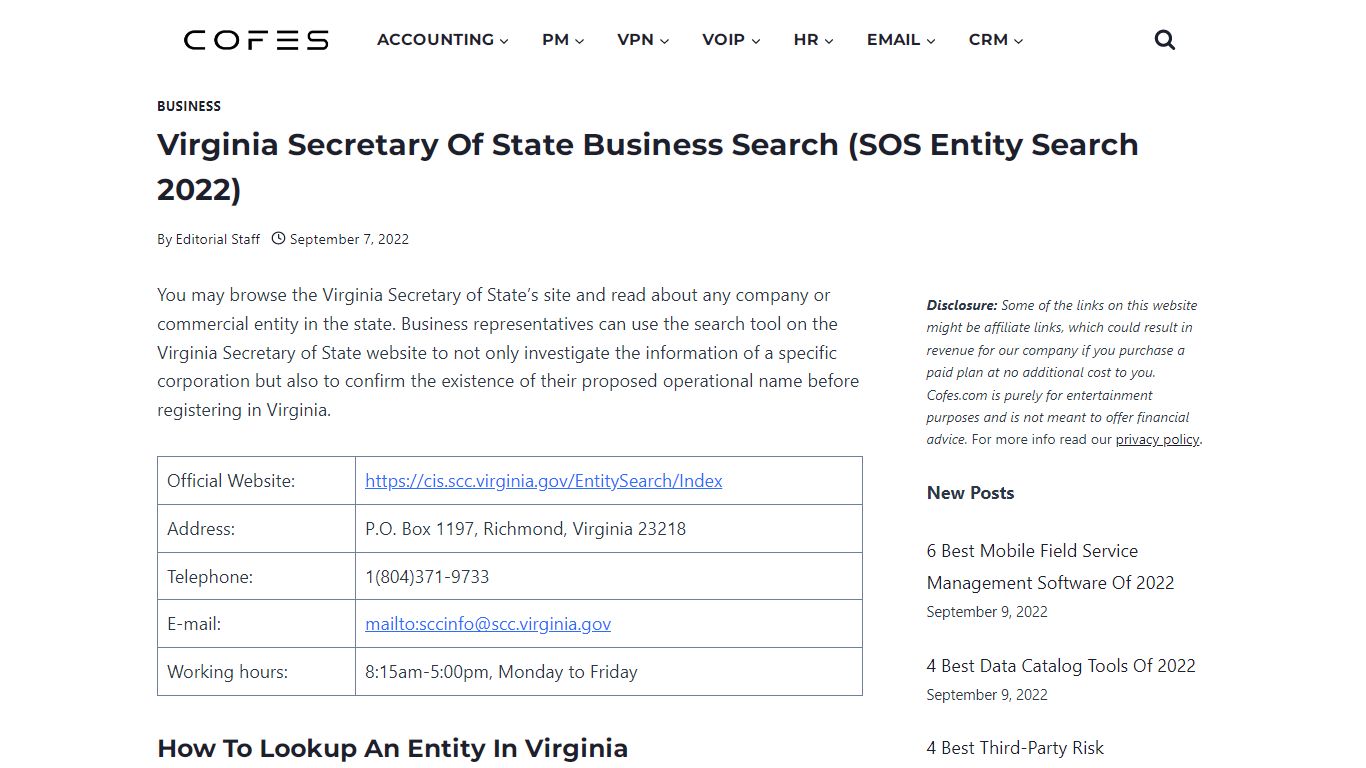 Virginia Secretary Of State Business Search (SOS Entity Search 2022)